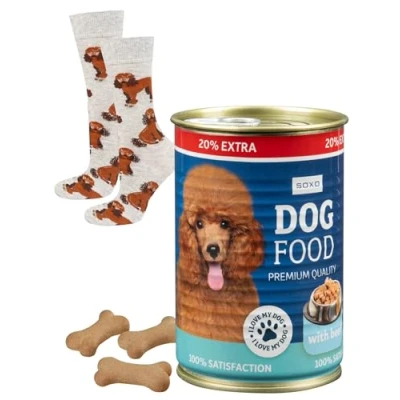 Image of soxo Dog Food Socks Men Funny Women Gifts Mens Cotton Sock Ladies Gift Men&#039;s Presents 6.5 10.5 Poodle
