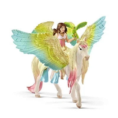 Image of SCHLEICH 70566 Surah with glitter Pegasus, ages 5 and up, BAYALA playset, 3 parts