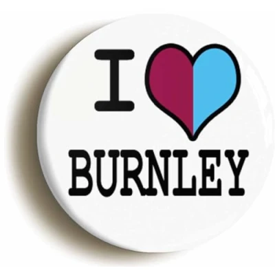Image of Ozorath I Heart Love Burnley Button Badge (1inch / 25mm diameter)