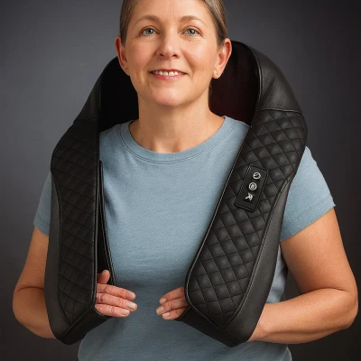 Image of Well Being Shiatsu Massager with Arm Loops Multiple Speed, Direction and Optional Heat Wearable Massage Device