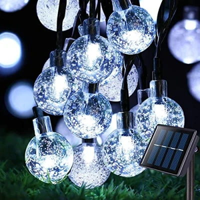 Image of QSPORTPEAK Solar String Lights Outdoor Waterproof, 50LED Garden Lights, Crystal Globe with 8 Mode 7M/24Ft, Powered Patio for Yard Home Christmas Parties Wedding