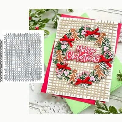 Image of Square Iron Mesh Net Metal Die Cuts,Merry Christmas Frame Cutting Dies Cut Stencils DIY Scrapbooking Decorative Embossing Paper Party Wedding Card Making