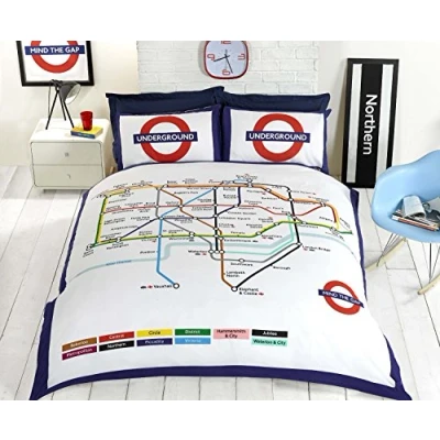 Image of Bedding Heaven REVERSIBLE LONDON UNDERGROUND KING SIZE DUVET COVER. Fully Reversible.