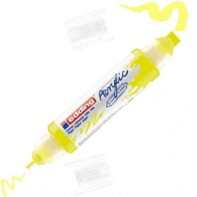 Image of edding 5400 acrylic 3D double liner neon yellow 1 colour tube 2 nozzles 3,5 10mm paint for canvas, painting boards and wood waterproof acrylics in artist quality colours