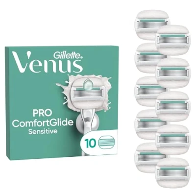 Image of Gillette Venus ComfortGlide Sensitive 10 Razor Blades, 5 Blade Refills for Womens Razors