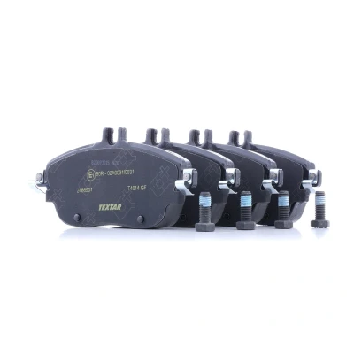 Image of 101223269 brake pad set TEXTAR 2486901 prepared for wear indicator with caliper screws MERCEDES BENZ: A Class, B CLA Coupe, INFINITI: Q30
