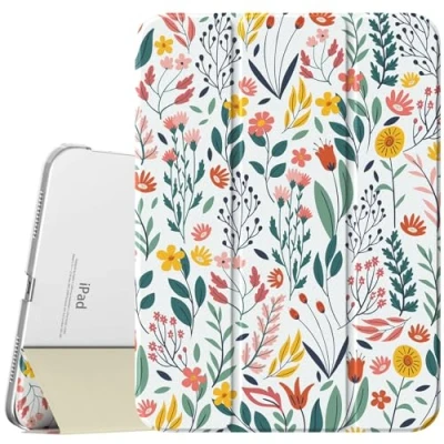 Image of TiMOVO Case for iPad (A16) 11th Generation 11 Inch 2025/iPad 10th 10.9 2022, Slim Stand Cover with Hard Translucent Back, Support Touch ID, Auto Wake/Sleep, Flowers