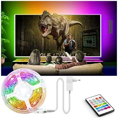 Image of TV Led Backlights, Bason RGB Strip Light for 42 50 inch, 8.33ft/254cm USB Bias Lighting with Remote TV, PC Monitor, Computer Amdient Lighting[Energy Class A+]