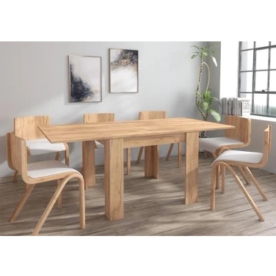 Image of Furneo Modern Oak Effect Dining Table Only Extendable 90 180cm Golden01