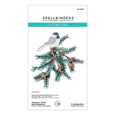Image of Spellbinders Hemlock, Cones and Chickadee Etched Dies from The Snow Garden Collection by Susan Tierney Cockburn