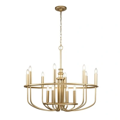 Image of Capitol Hill 12 Light Multi Arm Pendant Ceiling Light, Painted Natural Brass