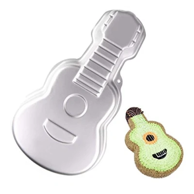 Image of Aluminum Cake Mold 3D Guitar Shape Baking Pan DIY Birthday Mould Kitchen Supplies