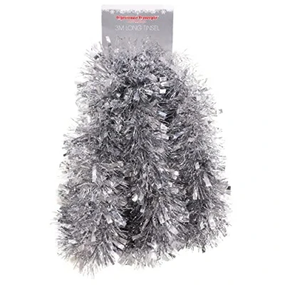 Image of Christmas Concepts® 3m / 9.8ft Chunky/Fine Tinsel Decoration (Silver)