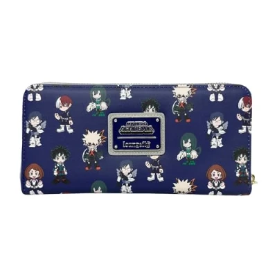 Image of Loungefly My Hero Academia Allover Print MHA Zip Around Wallet, Blue, M, Zippered Wallet