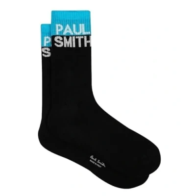 Image of Paul Smith PS Chidi Logo Black Blue Sport Socks. One Size