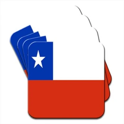 Image of Chile Flag Set Of 4 Premium Wooden Coasters