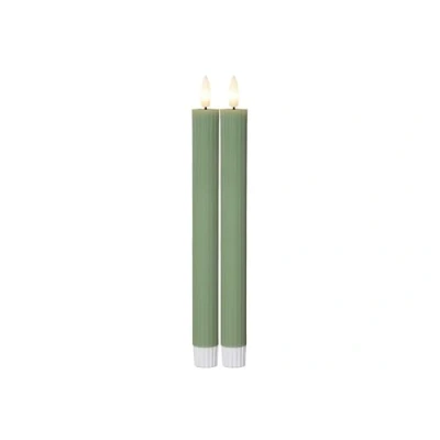 Image of STAR TRADING LED candle Flamme strip, green, 25 cm, wax battery set of 2