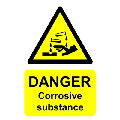 Image of Danger corrosive substance Safety sign Self adhesive sticker 300mm x 200mm