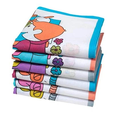 Image of merrysquare Child Handkerchiefs 100% Coton 12&quot; Square 6 units GRIBOUILLE Model