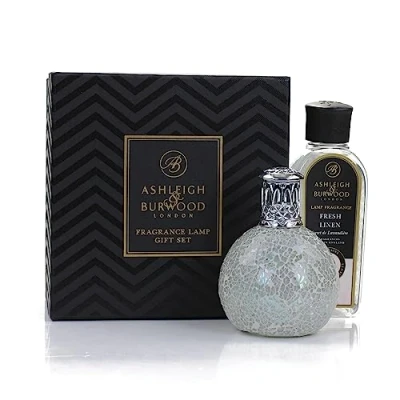 Image of Ashleigh &amp; Burwood Luminescent Gift Set Hand Crafted The Pearl Lamp Fresh Linen Fragrance 250ml
