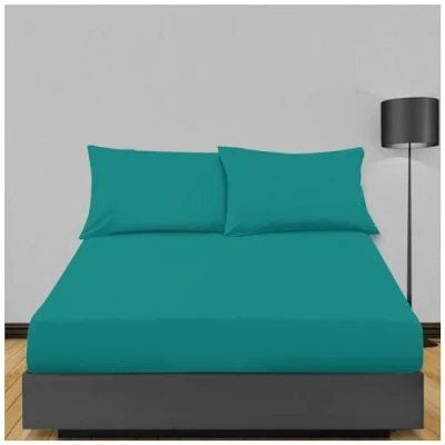 Image of Luxury Extra Deep Fitted Sheet, Plain Polycotton Lightweight Long Lasting King Size Teal