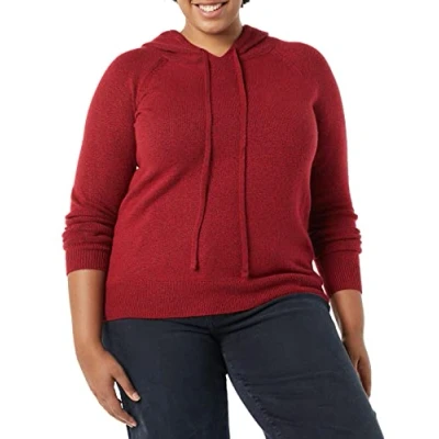 Image of Amazon Essentials Women&#039;s Soft Touch Hooded Pullover Jumper, Dark Red, XXL