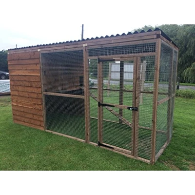 Image of Cat Outdoor Run With Raised Sleeping Box 6FT x 12FT Pet Enclosure 1