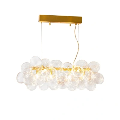Image of By Rydéns Gross Bar pendant light, brass/clear, 80 cm, glass