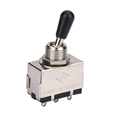 Image of Monaghan 1Pc Guitar 3 Way Toggle Switch, Metal Enclosed Selector Switch With Black Tip Knob Replacement Part For Lp Style Electric