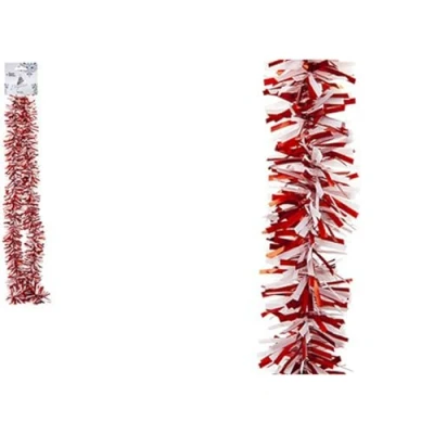 Image of Festive Red &amp; White 6 Ply Candy Cane Style Tinsel 11 cm (1 Pc.) Eye Catching Design Perfect for Christmas Holiday Season