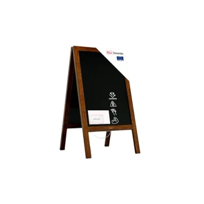 Image of ALLboards Pavement Sign Waterproof Heavy Stable Wooden Frame 118x61cm, Sidewalk Advertising Board Chalkboard A with Chain Double Sides for Shop Pub Restaurant