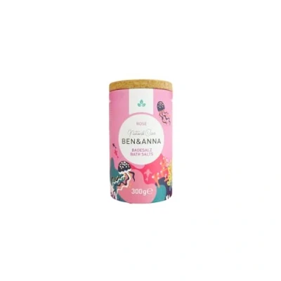 Image of Ben &amp; Anna Premium Rose Bath Salts for Muscle Relaxation with Sea Salt Perfect Additive Moisturising and Skin Cleansing Soothing Effect (300 g (Pack of 1), Rose)