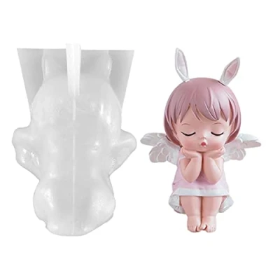 Image of 3D Angel/Cherub Silicone Cake Mould, Angel Baby Resin Mold, Fondant Icing DIY Craft Mould for Soap, Jelly Sugar, Chocolate, Candy, Topper Decoration
