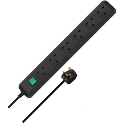 Image of Brennenstuhl Eco Line extension socket 6 way black 1,5m 05VV F 3G1,25 *GB*