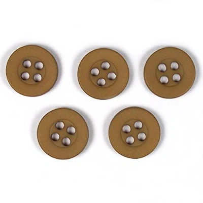 Image of Colour 4 Hole Round Shirt Buttons 11mm Wide Pack of 5 (Light Brown)