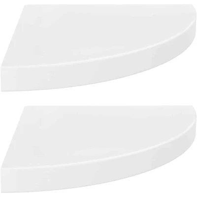 Image of vidaXL Floating Corner Shelves 2 pcs High Gloss White 35x35x3.8 cm MDF