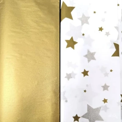 Image of 16 Sheets of Gold Tissue Paper Gift Wrap 70x50cm