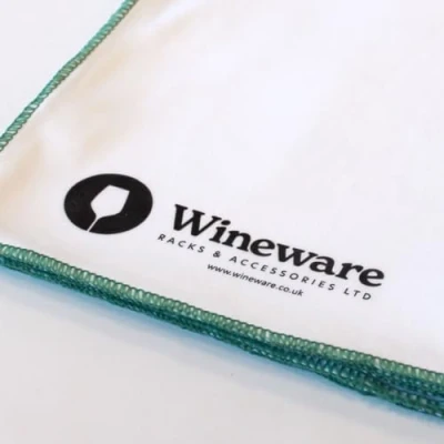 Image of Wineware Lint Free Microfibre Glass Cleaning Cloth Large White/Green Suitable for Wine Glasses, Decanters and More!