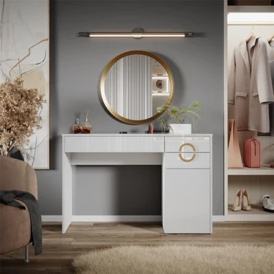 Image of Vicco Vanity Adela, White High Gloss, 115 cm with 3 drawers