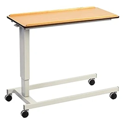Image of NRS Healthcare EasyLift Overbed / Over Chair Table Beech N43553 Standard Base, Extra Low