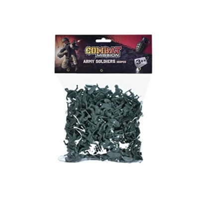 Image of KandyToys Combat Mission 160 Piece Plastic Toy Soldiers Bag of Traditional Green Army Soldier Figures