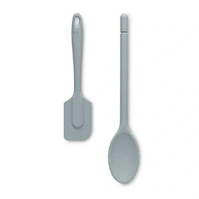 Image of Zeal JSET4B Non Stick Silicone Cooks Spoon &amp; Spatula 2 Piece Set Duck Egg Blue