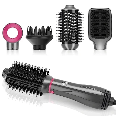 Image of 4 in 1 Hair Dryer Brush Set, PARWIN PRO BEAUTY Hot Air Styler with Attachments as Hairdryer, Brush, Diffuser, for Styling, Ionic Care Frizz Free, 1000 Watts