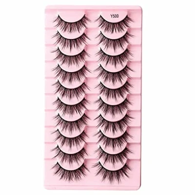 Image of Eye Lashes, Strip Lashes Cat Natural Look False Eyelashes, 3D Eyelashes,10 Pairs Dramatic Faux Eyelashes Fake Long Like Extension