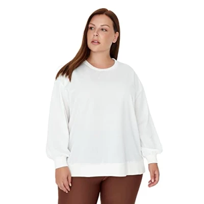 Image of Trendyol Women Plus Size Oversize Basic Crew neck Knit Sweatshirt