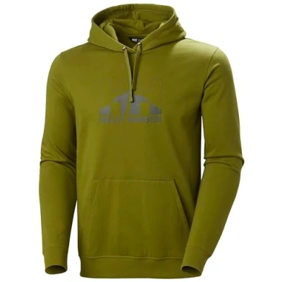 Image of Helly Hansen Mens Nord Graphic Pull Over Hoodie, Olive Green, S