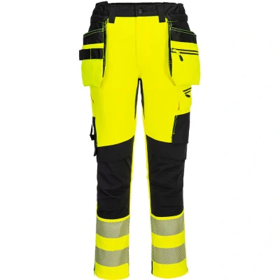 Image of Portwest DX4 Hi Vis Detachable Holster Pocket Craft Trousers Yellow/Black 28