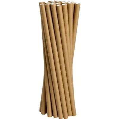 Image of ABENA Gastro Brown Paper Straws Pack of 100 Biodegradable Drink Milkshake Cocktail Drinking Long Disposable