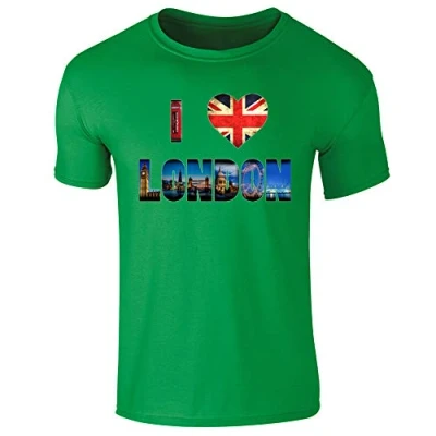 Image of Flip I Love London Tourist Landmarks Youth Kids Childrens T Shirt Green 12 13 Years (XL)