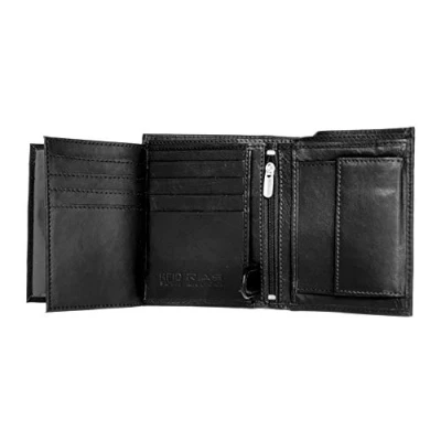 Image of RAS Wallets Mens RFID Blocking Soft Leather Trifold Purse Credit Card Holder Id Window and Coin Pouch 503 (Black)